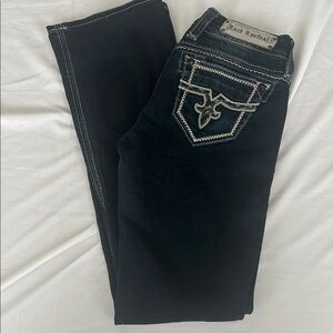 Women's Black Jeans with Embroidered Pocket
